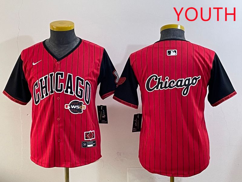 Youth Chicago White Sox Blank Red Stripe Joint Name Nike 2025 MLB Jersey style 18->youth mlb jersey->Youth Jersey